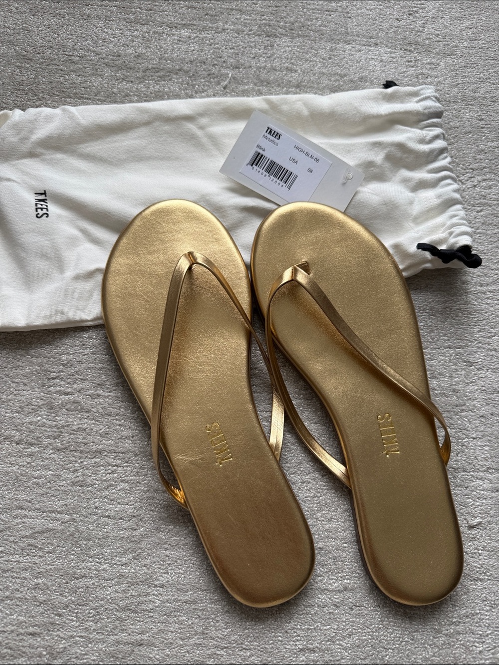 TKEES Shimmering Gold Slim Strap Sandals